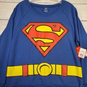 Superman Sweatshirt Womens Size Large Junior Blue Long Sleeve